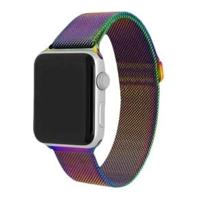 Stainless steel mesh rainbow watch band